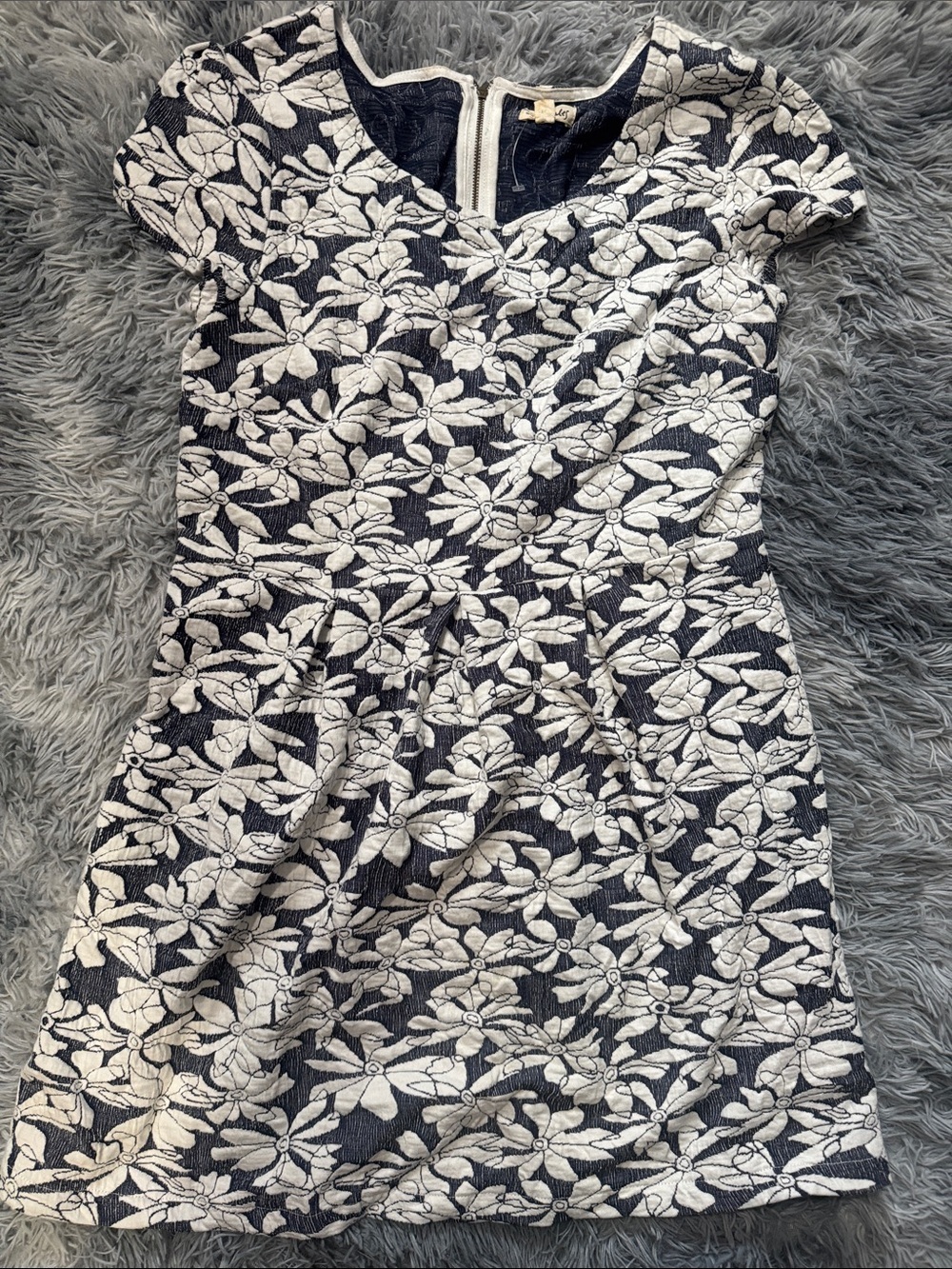 Maison Jules Navy Dress with White Floral Lace